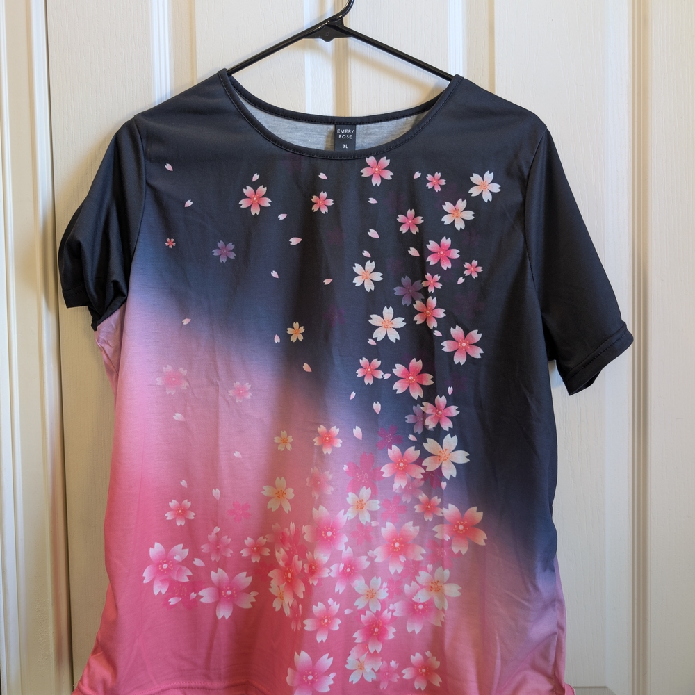 Pink and Black Floral T-Shirt